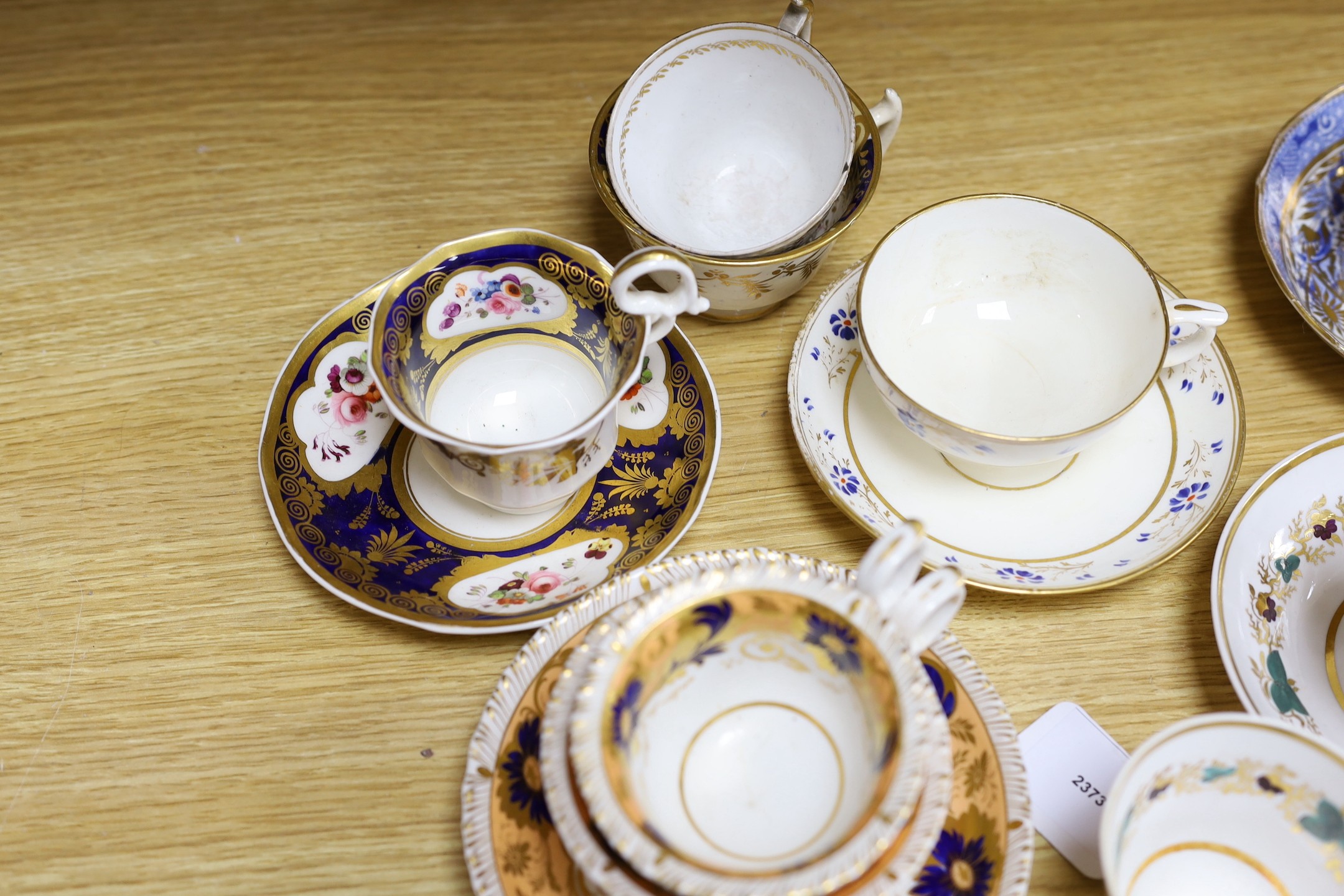 A Bloor Derby trio, a Charles Bourne trio, and other teaware